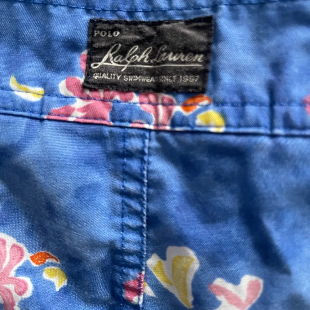 Polo Ralph Lauren Traveler Swim Trunks Tropical Palm Floral Blue Size 36